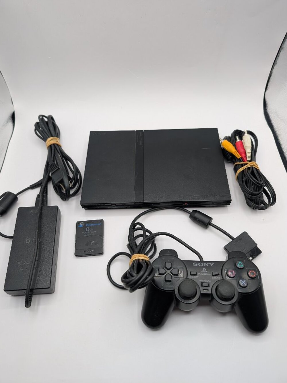 Sony Playstation 2 PS2 Slim SCPH-75001 Black Console Bundle w/ Card - TESTED